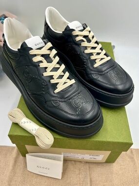 Men’s Gucci GG Embossed Leather Sneakers Size 11/fits 11.5 US. Made in Italy.